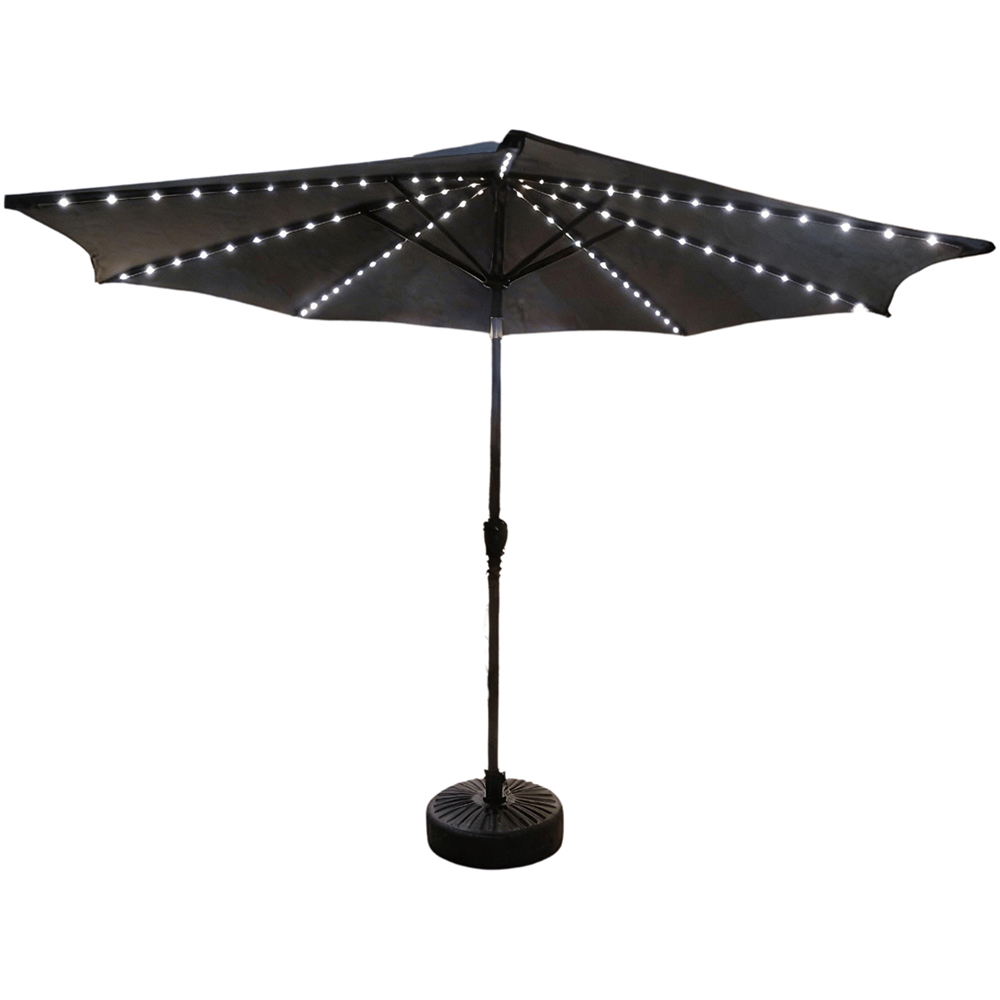 Home Source Soletta Grey Solar LED Crank and Tilt Parasol 3m Image 1
