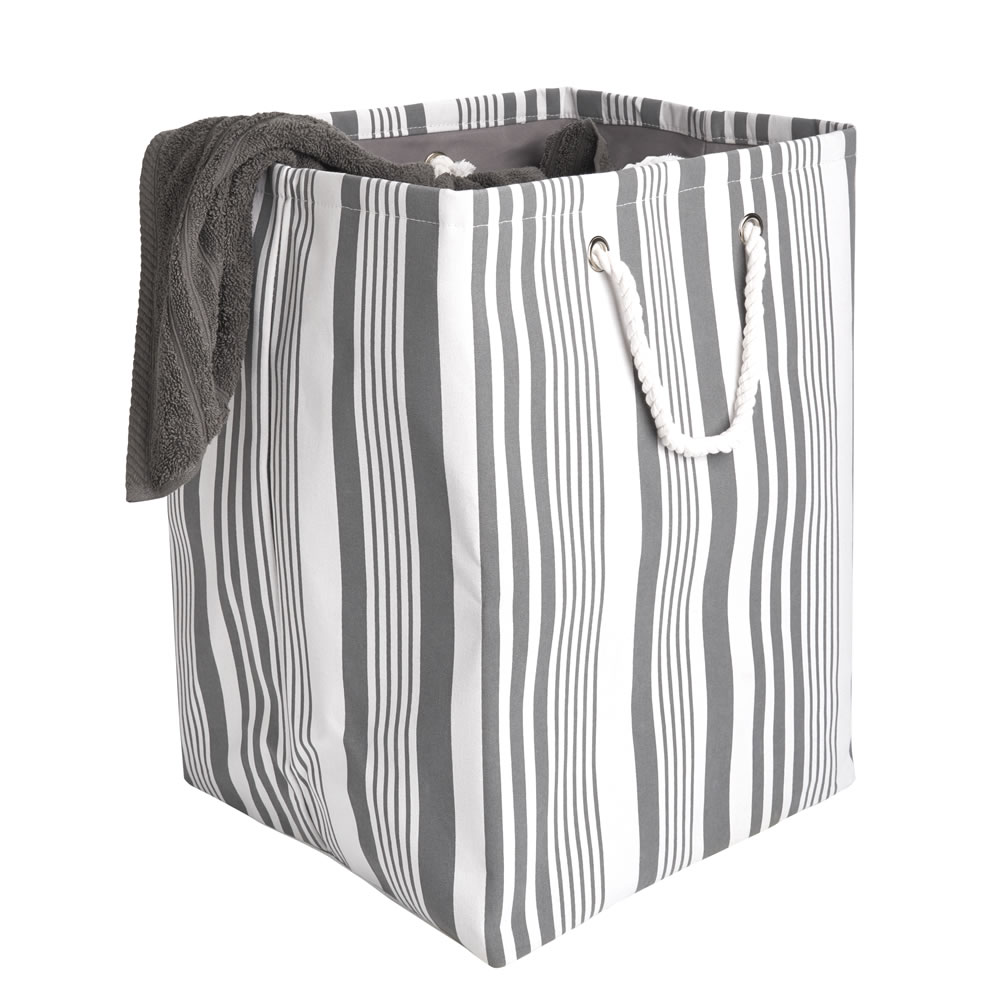 Wilko Grey Striped Laundry Bag Image 3