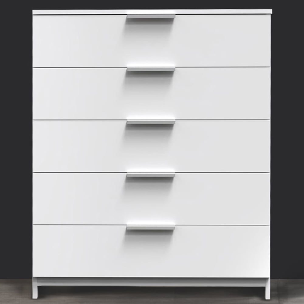 Crowndale Plymouth 5 Drawer White Chest Ready Assembled Image 1