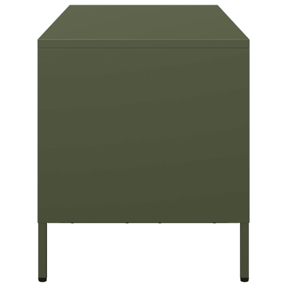 vidaXL 2 Drawer 2 Shelf Olive Green Steel Industrial Style TV Cabinet Image 6
