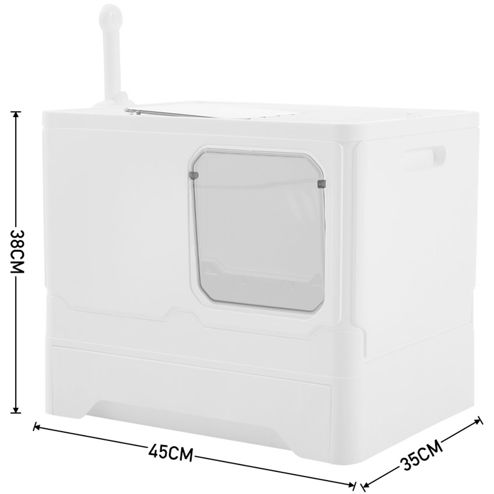 H&O Direct White Folding Enclosed Cat Litter Box with Scoop Image 7