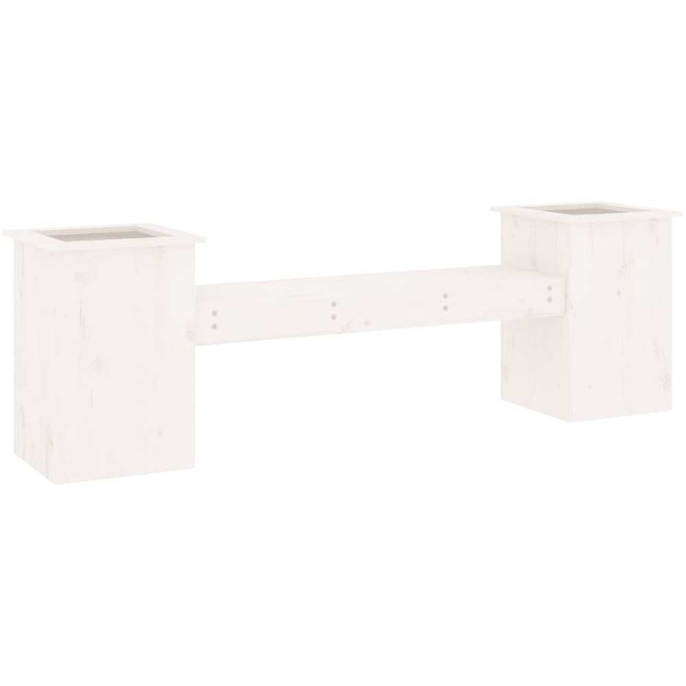 vidaXL 2-in-1 White Solid Pine Wood Planter Box with 2 Seater Bench Image 6