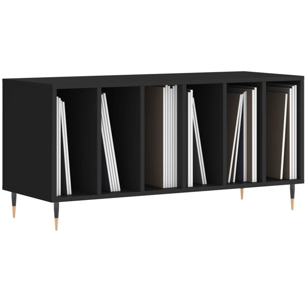 vidaXL 6 Shelf Black Record Cabinet Image 3