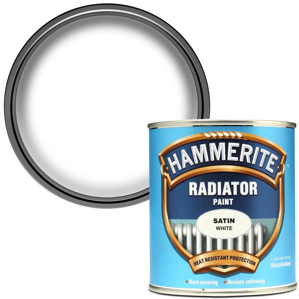 Hammerite Radiator White Satin Paint 500ml Image 1
