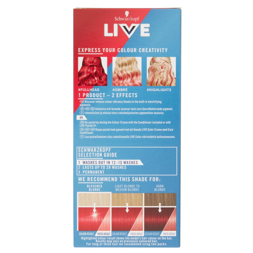 Schwarzkopf LIVE Ultra Brights or Pastel Pillar Box Red 092 Semi-Permanent Hair Dye Image 4