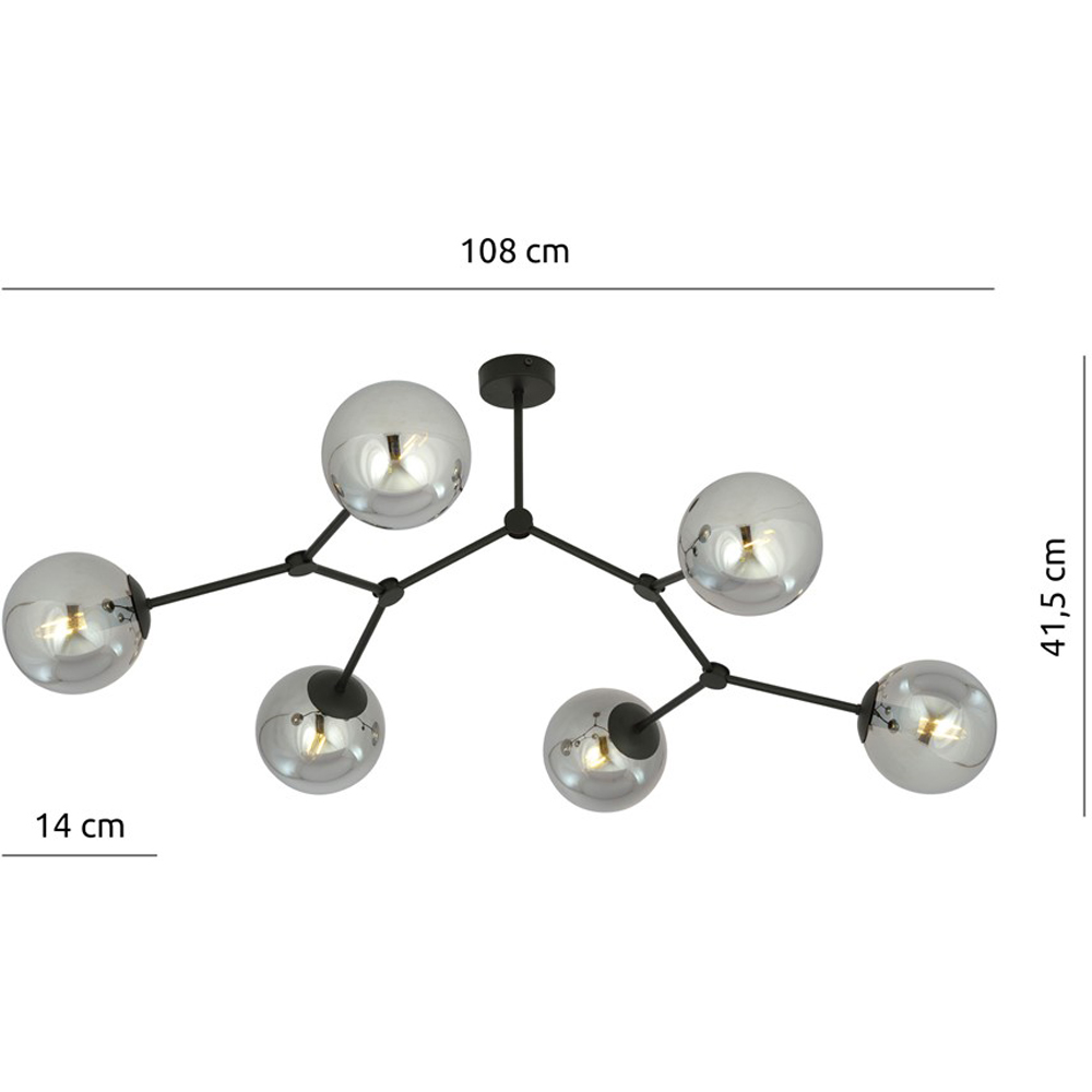 Emibig Space 6 Light Graphite Shade Black E14 Ceiling Light Image 9