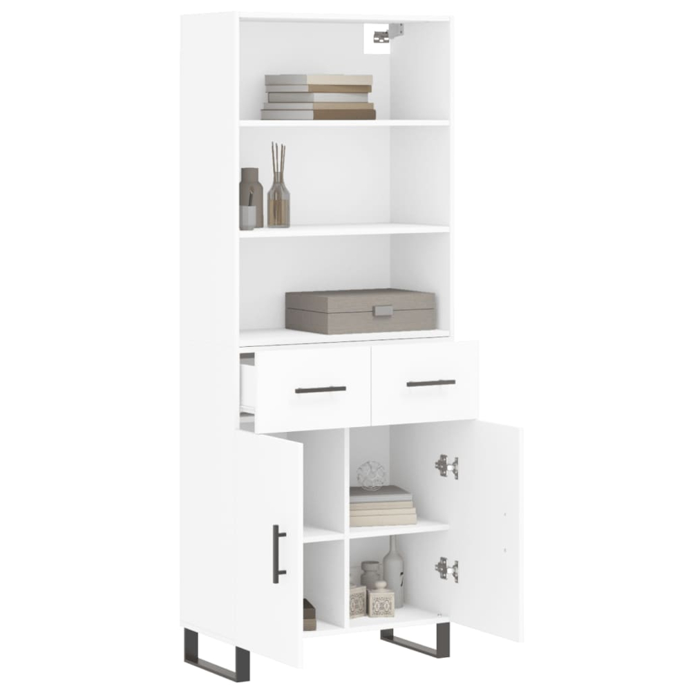 vidaXL 2 Door 2 Drawer 3 Shelf White Highboard Image 3
