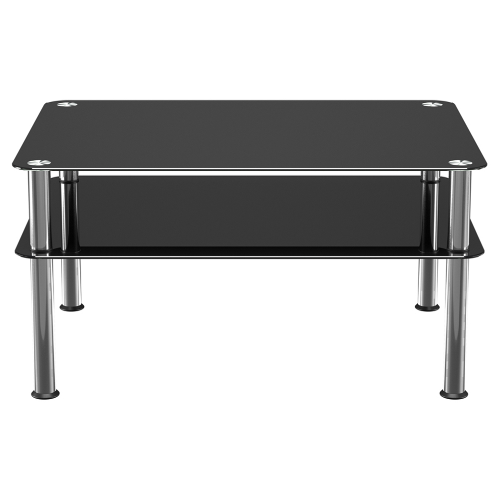 AVF Classic Black and Chrome Glass Coffee Table Image 3