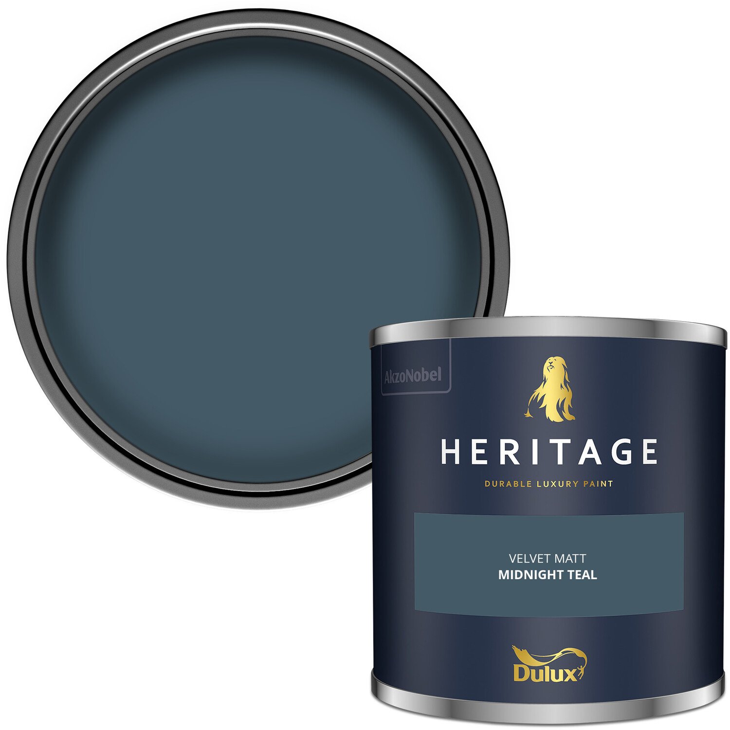 Dulux Heritage Walls and Ceilings Midnight Teal Velvet Matt Emulsion Paint Tester Image 2