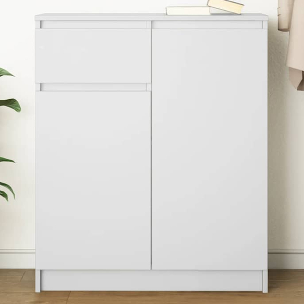 vidaXL 2 Door Single Drawer White Sideboard Image 1