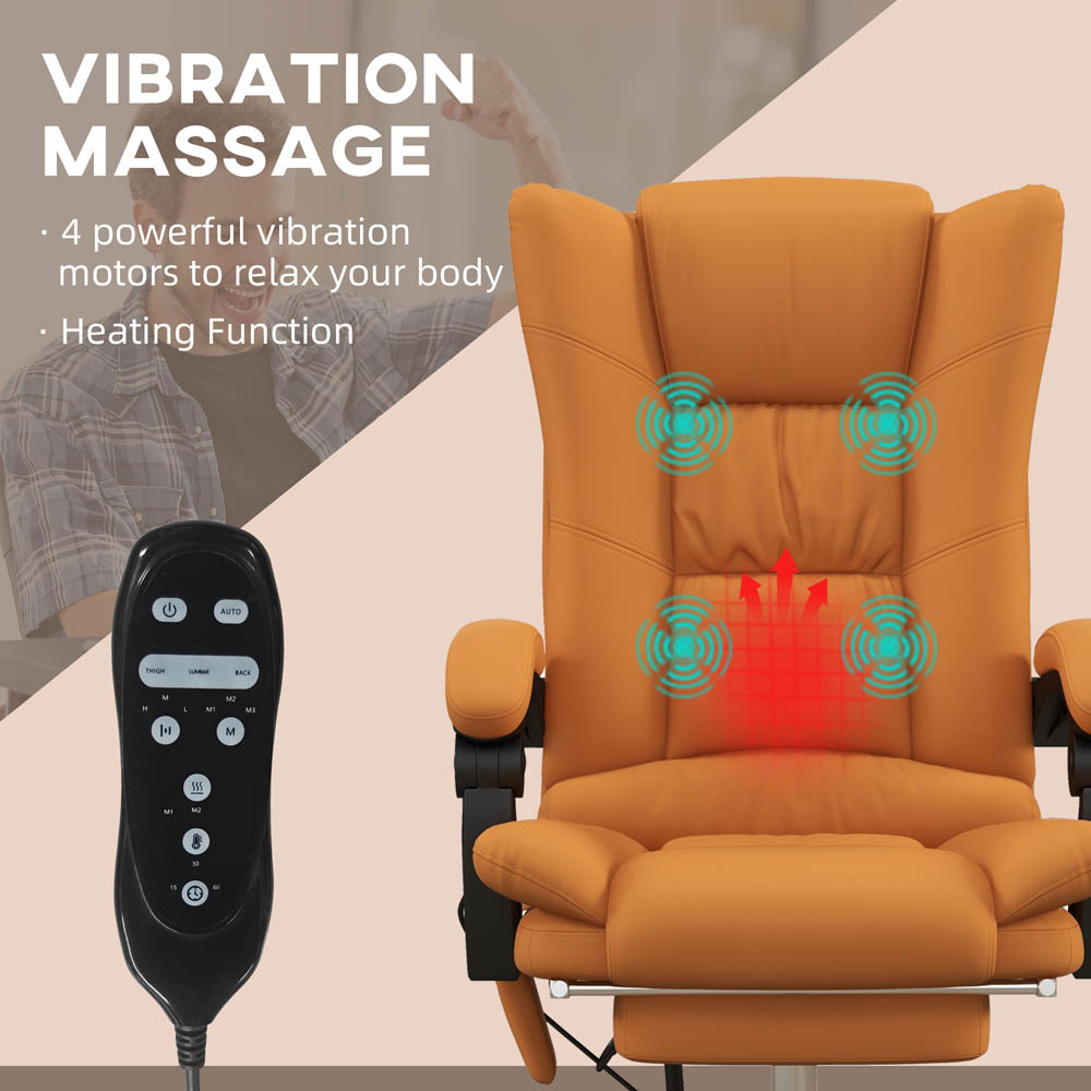Portland Light Brown PU Leather Swivel Vibration Massage Office Chair Image 5