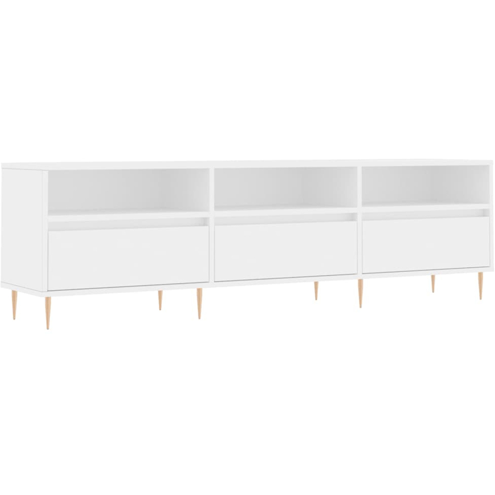vidaXL 3 Drawer 3 Shelf White TV Cabinet Image 2