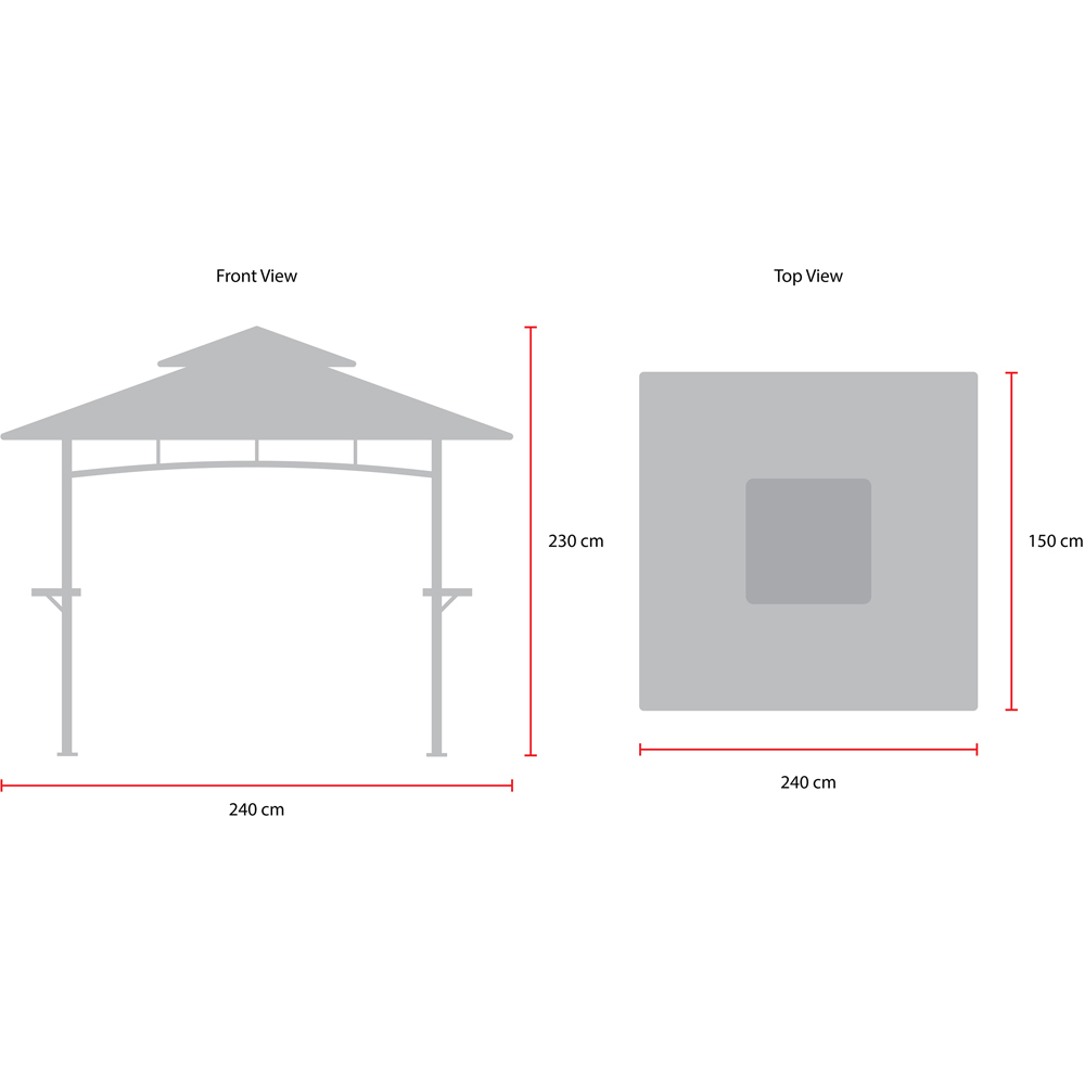 Charles Bentley 2.4 x 1.5m Grey Steel Gazebo Image 6