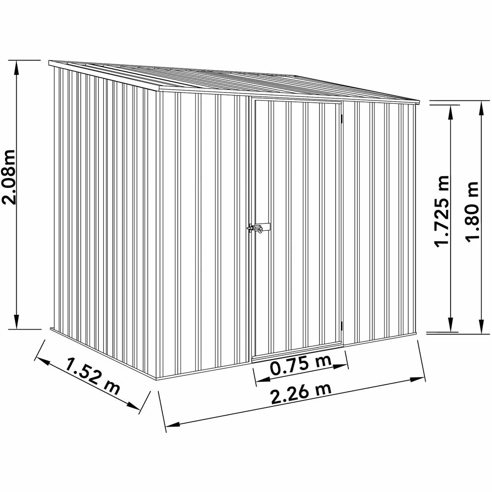 Mercia 7.4 x 5ft Absco Space Saver Pent Metal Garden Shed Image 7