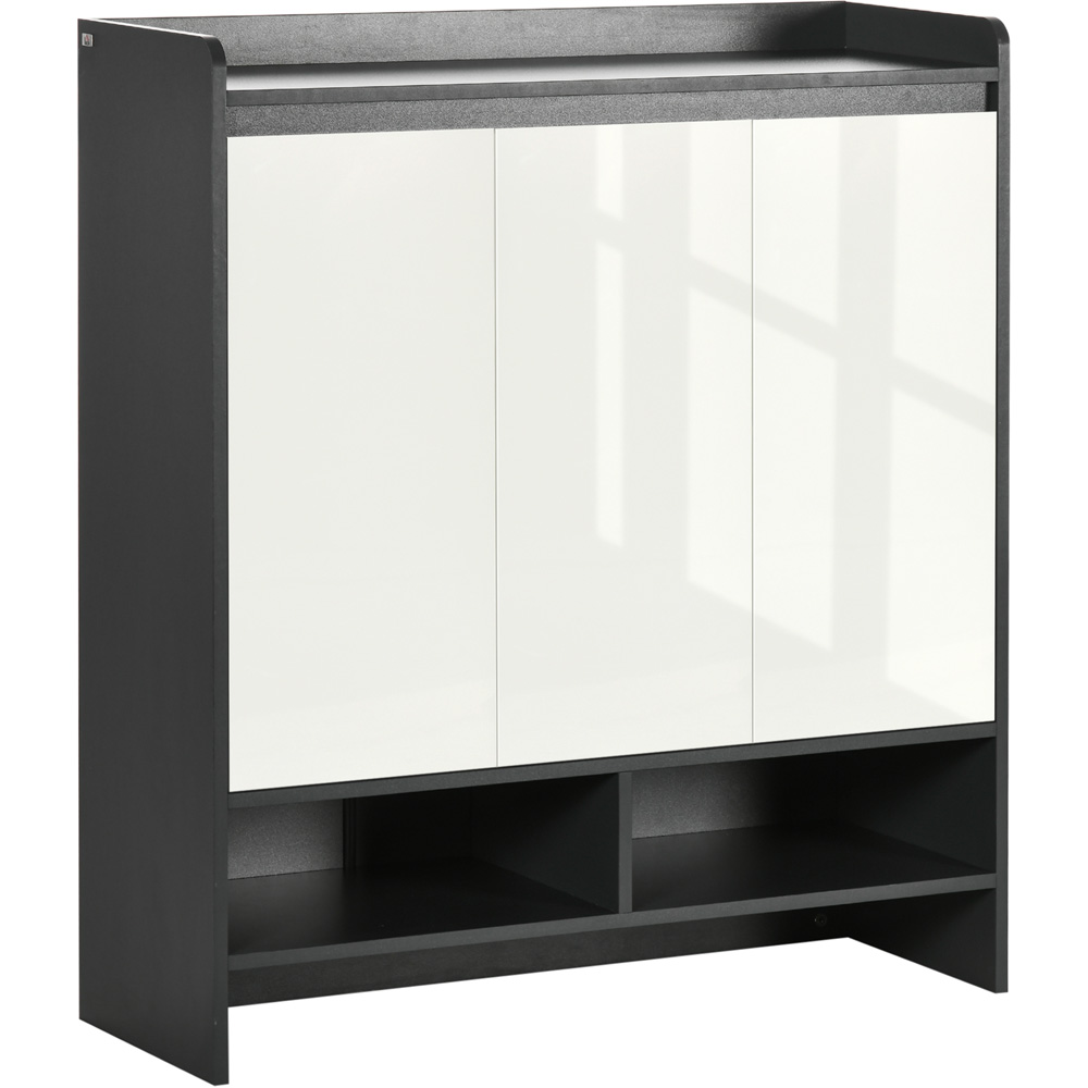 Portland 3 Door Grey High Gloss Shoe Cabinet Image 2