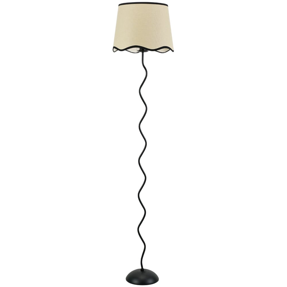ValueLights Wiggle Scallop Black Edge Shade Black Metal LED Floor Lamp Image 1
