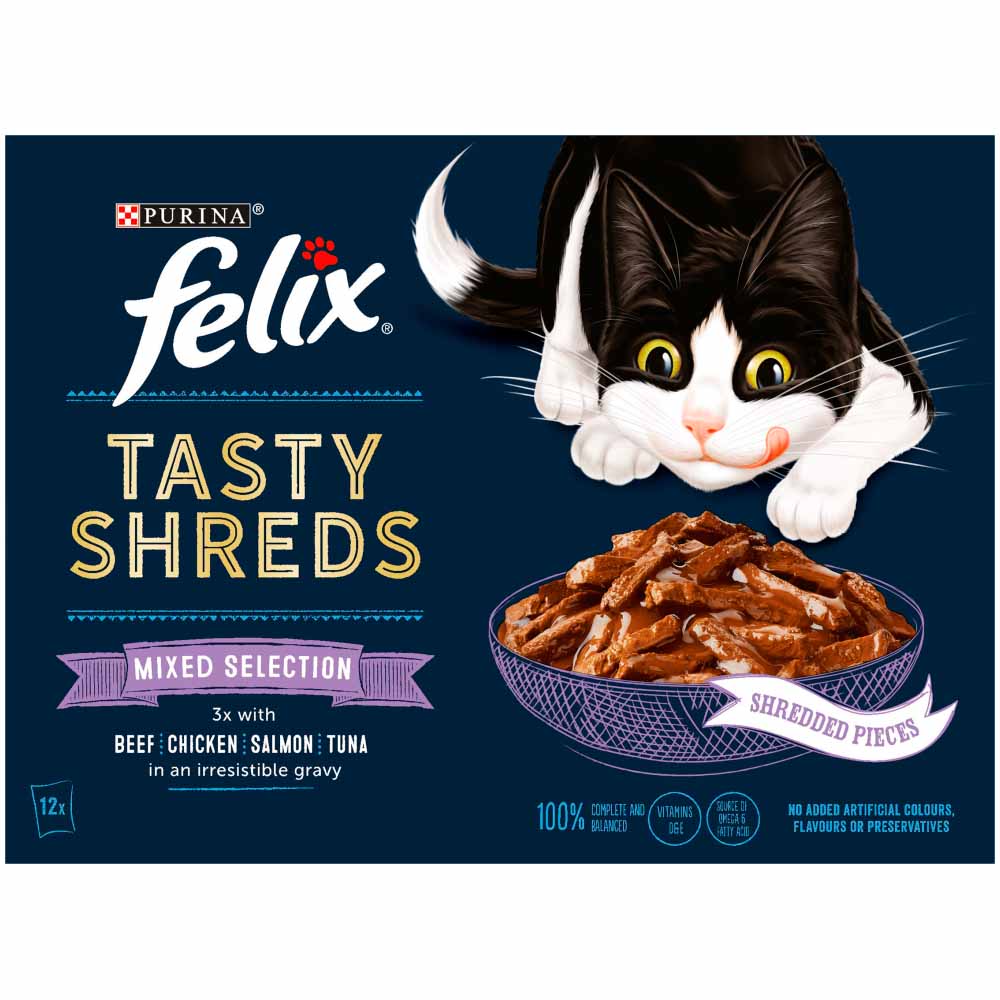 Felix Tasty Shreds Mixed Selection in Gravy Cat Food 12 x 80g Image 3