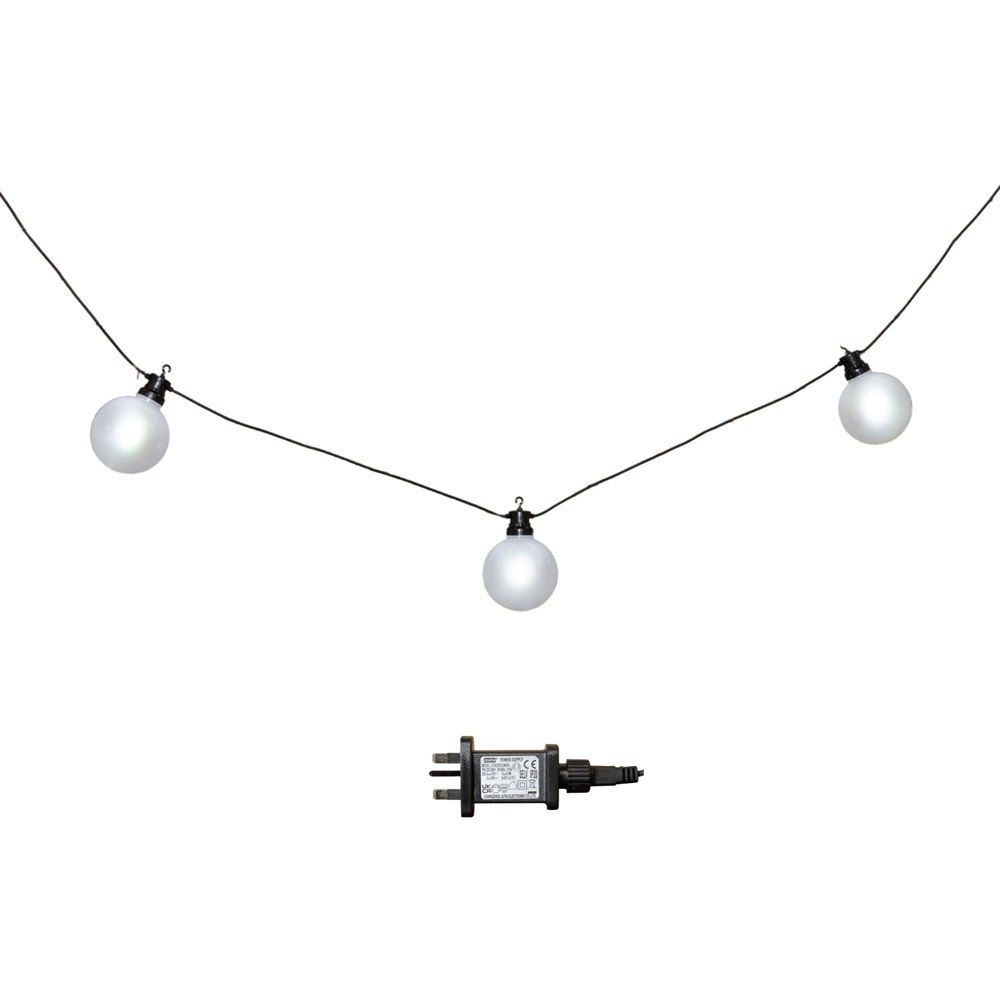 Samuel Alexander 10 White LED Frosted Ball Style Cap Christmas String Light 4.5m Image 2
