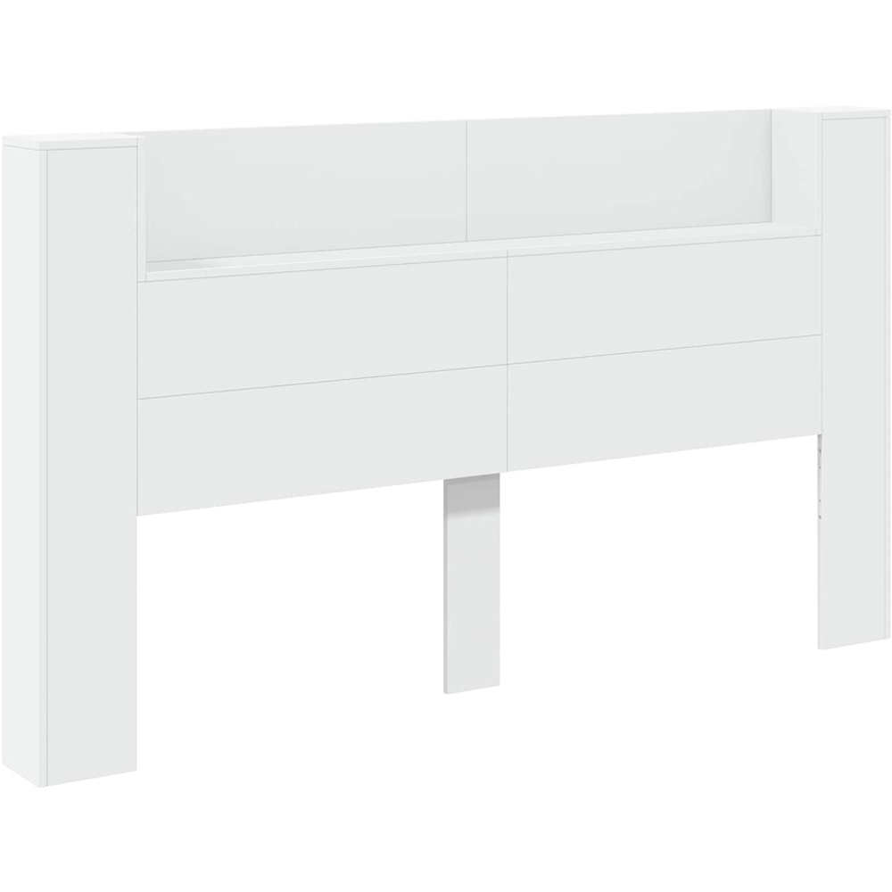 vidaXL Single Shelf White Headboard Cabinet with LED Light Image 2