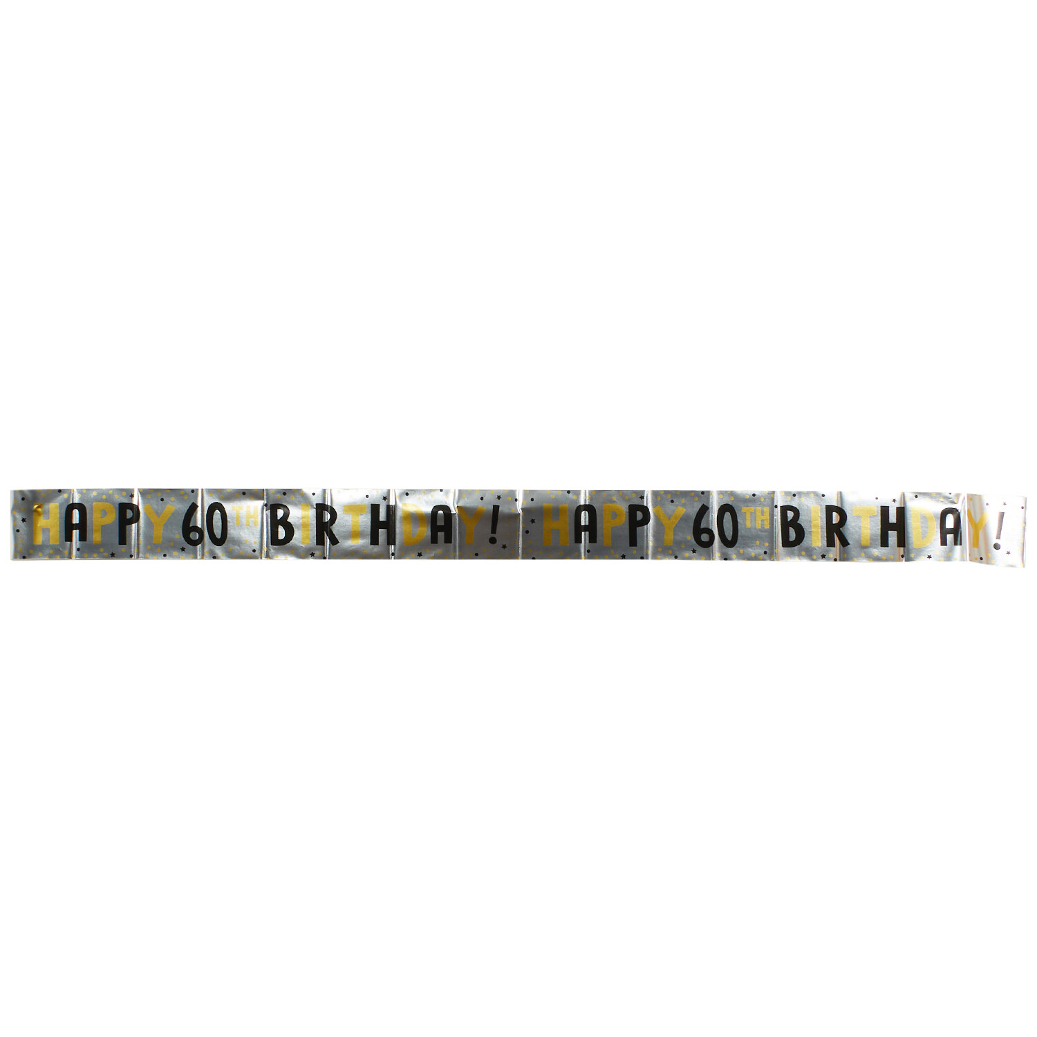 Happy 60th Birthday Foil Banner - Black and Gold Image 3