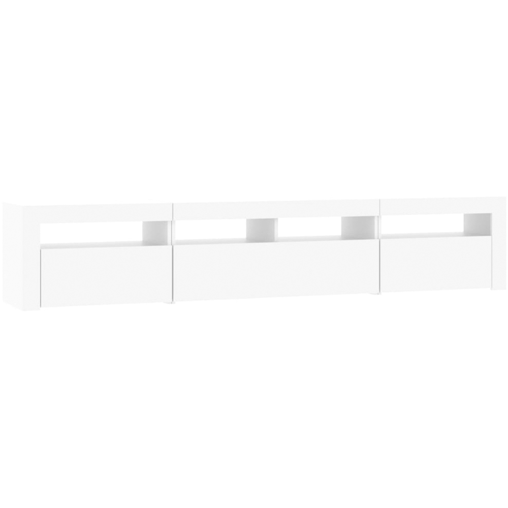 vidaXL 3 Door 4 Shelf White Wooden TV Cabinet with LED 3 Piece Image 3
