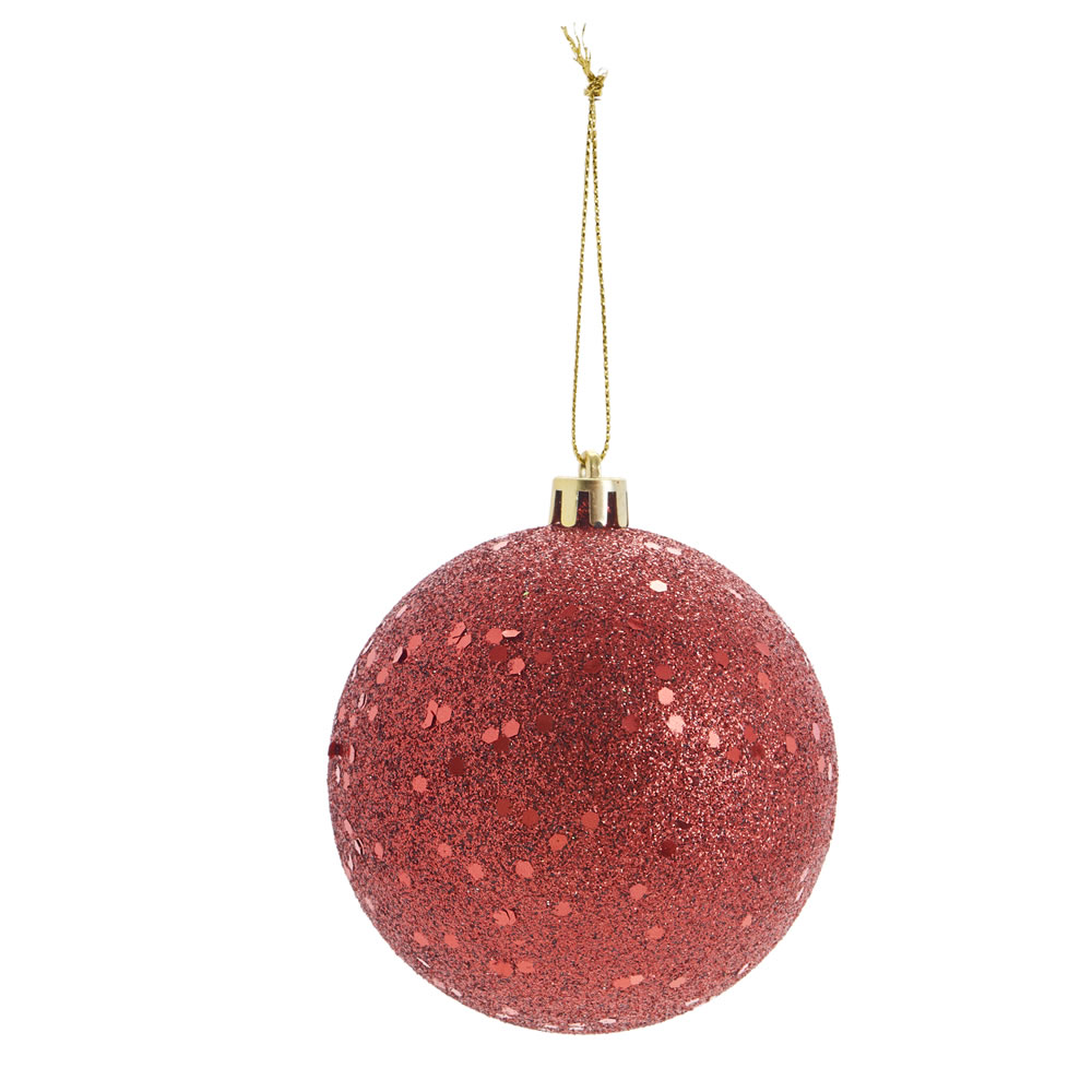 Wilko 6 pack Alpine Home Red Glitter Christmas Baubles Image 2