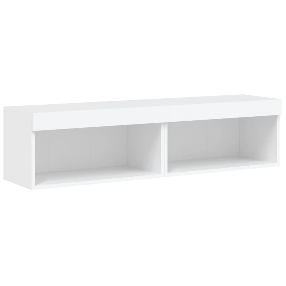 vidaXL Single Shelf White Wall Mounted LED TV Cabinet Set of 2 Image 2