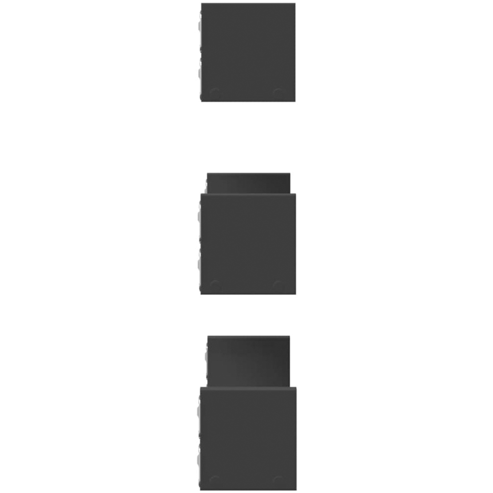 vidaXL Black Wall Shelf Set of 3 Image 4