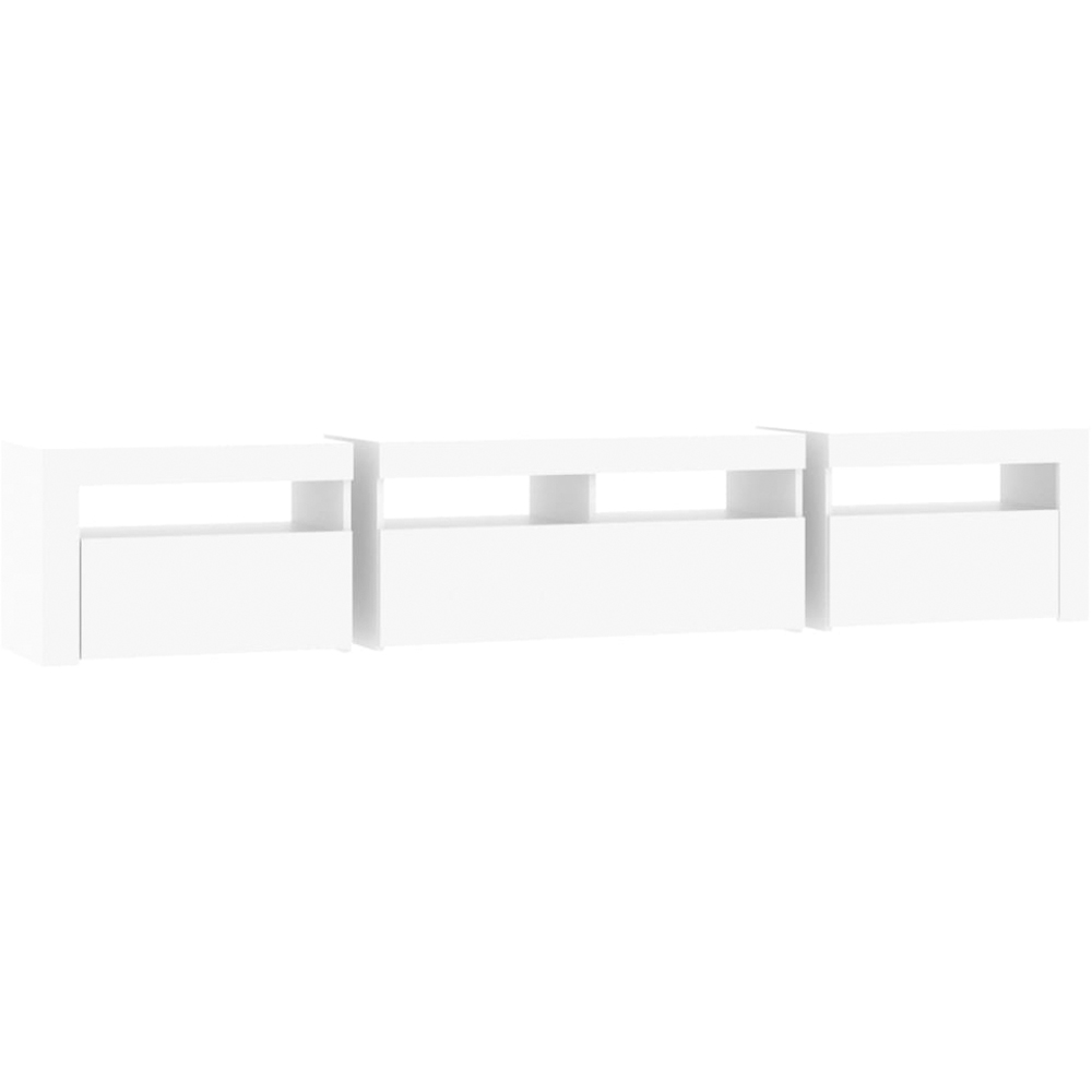 vidaXL 3 Door 4 Shelf White Wooden TV Cabinet with LED 3 Piece Image 6