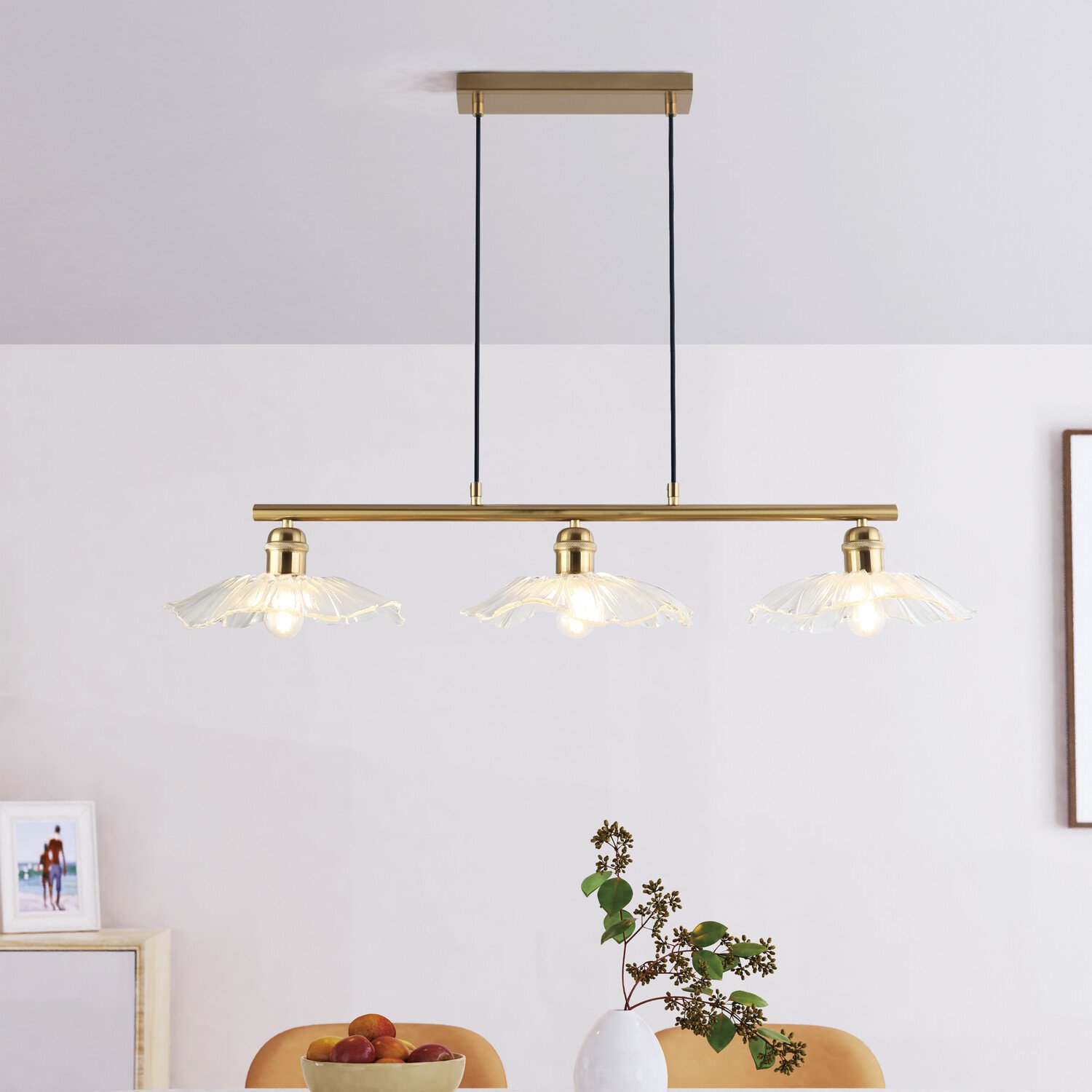 3 Light Flower Ceiling Fitting Champagne Image 2