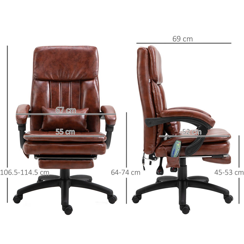 Portland Brown PU Leather Swivel Recliner Office Chair Image 7