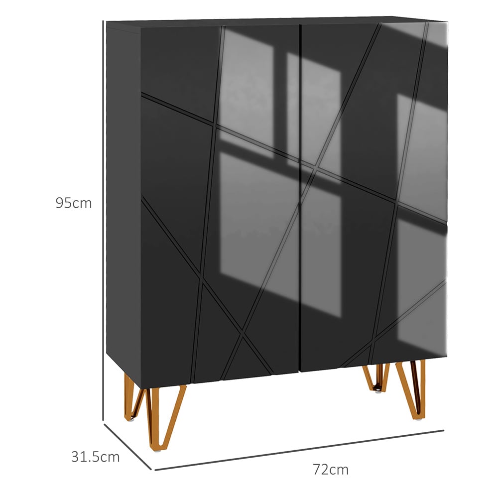 HOMCOM 2 Door Black Shoe Soft Close Storage Cabinet Image 9