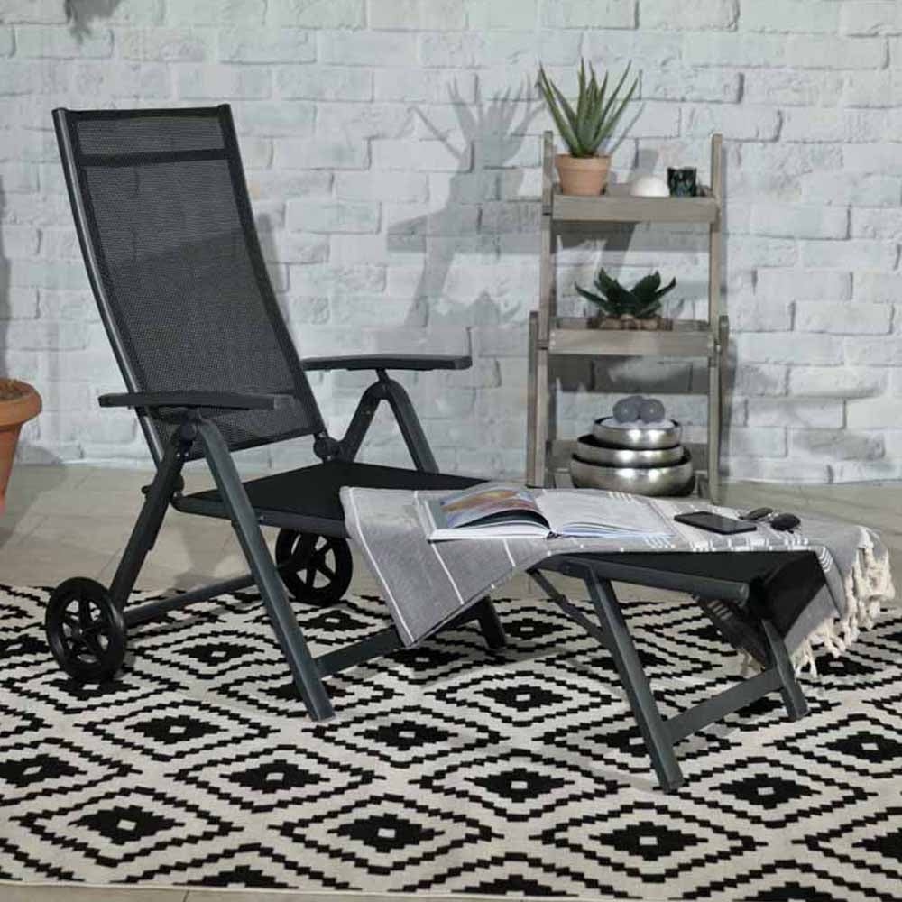 Royalcraft Sorrento Black Folding Recliner Sunlounger Image 1