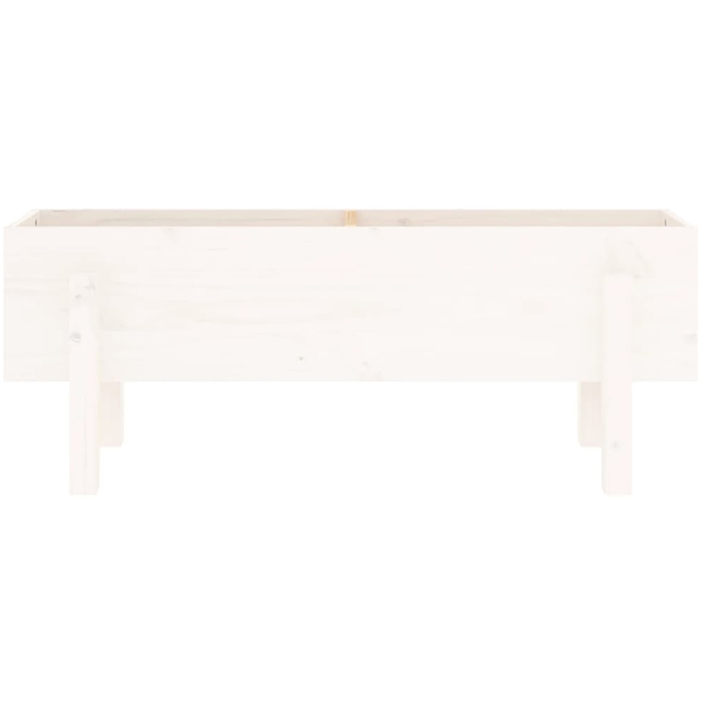 vidaXL White Solid Pine Wood Garden Planter with Legs 38 x 101 x 30cm Image 5