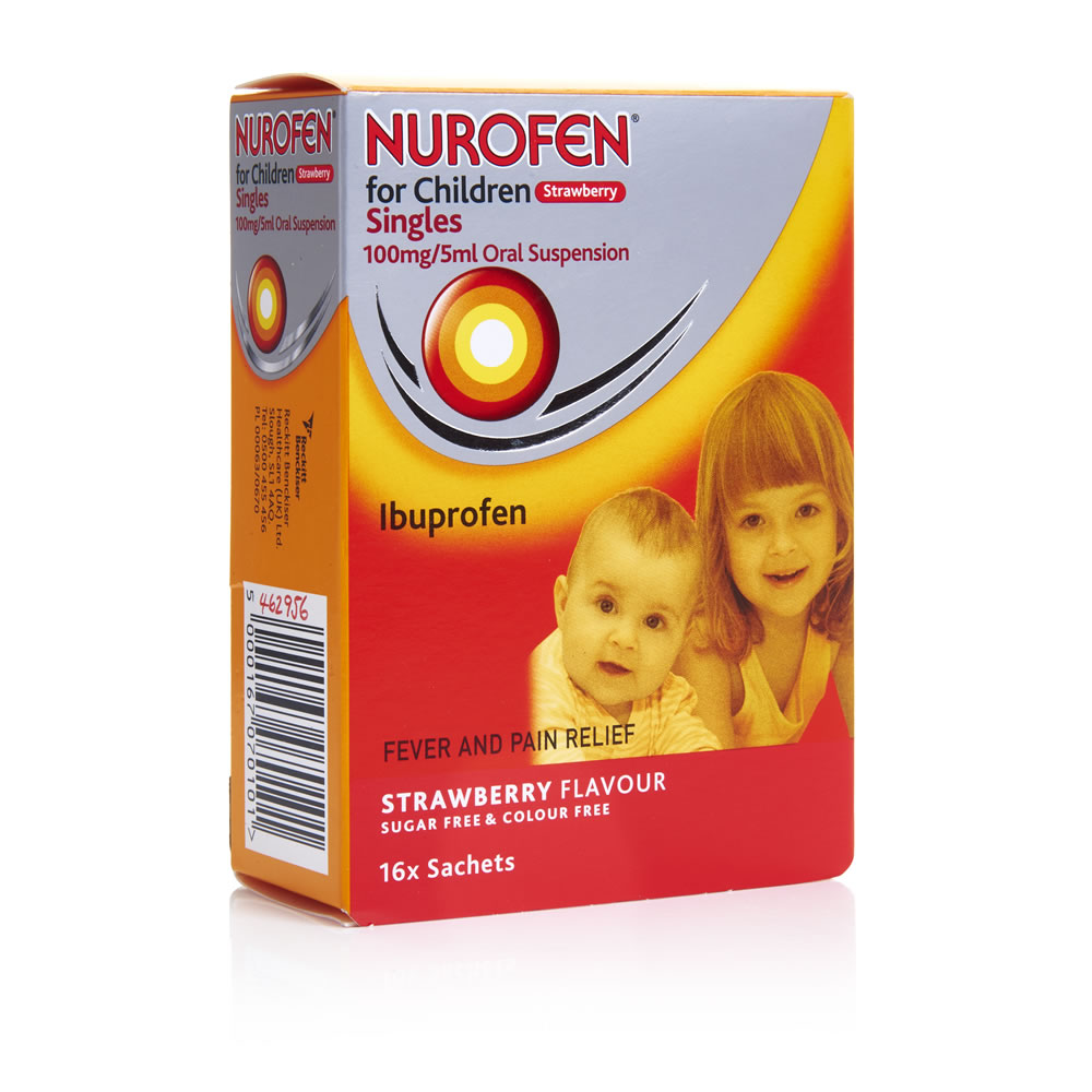Nurofen for Children Ibuprofen Suspension Strawberry Sachets 3+ months 16 pack Image
