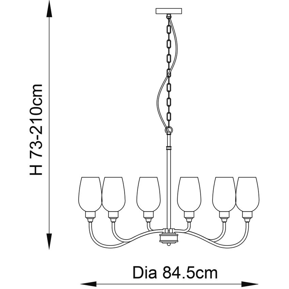Merano Livorno Clear Glass Bright Nickel Plate Multi Arm Pendant Ceiling Light Image 8