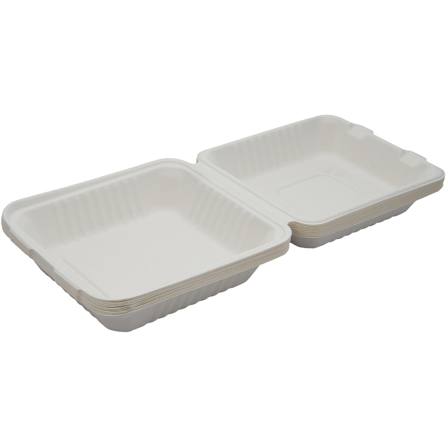 Pack of 10 Bagasse Burger Boxes - White Image 2