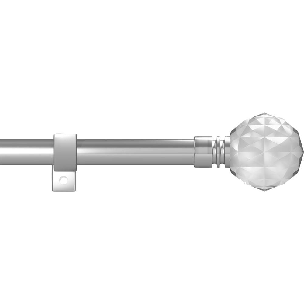 Caecus 210-400cm Extendable Metal Eyelet Polished Chrome Crystal Curtain Pole Image 1