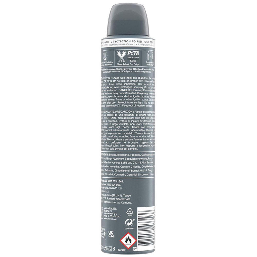 Dove Men+ Care Eucalyptus and Mint Anti-Perspirant Deodorant Spray 200ml 4 Pack Image 3