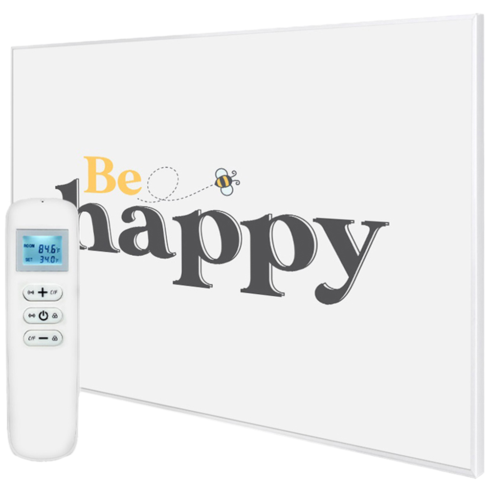 Mirrorstone Nexus 1200W Be Happy Quote Wi-Fi Infrared Heating Panel 995 x 1195mm Image 1
