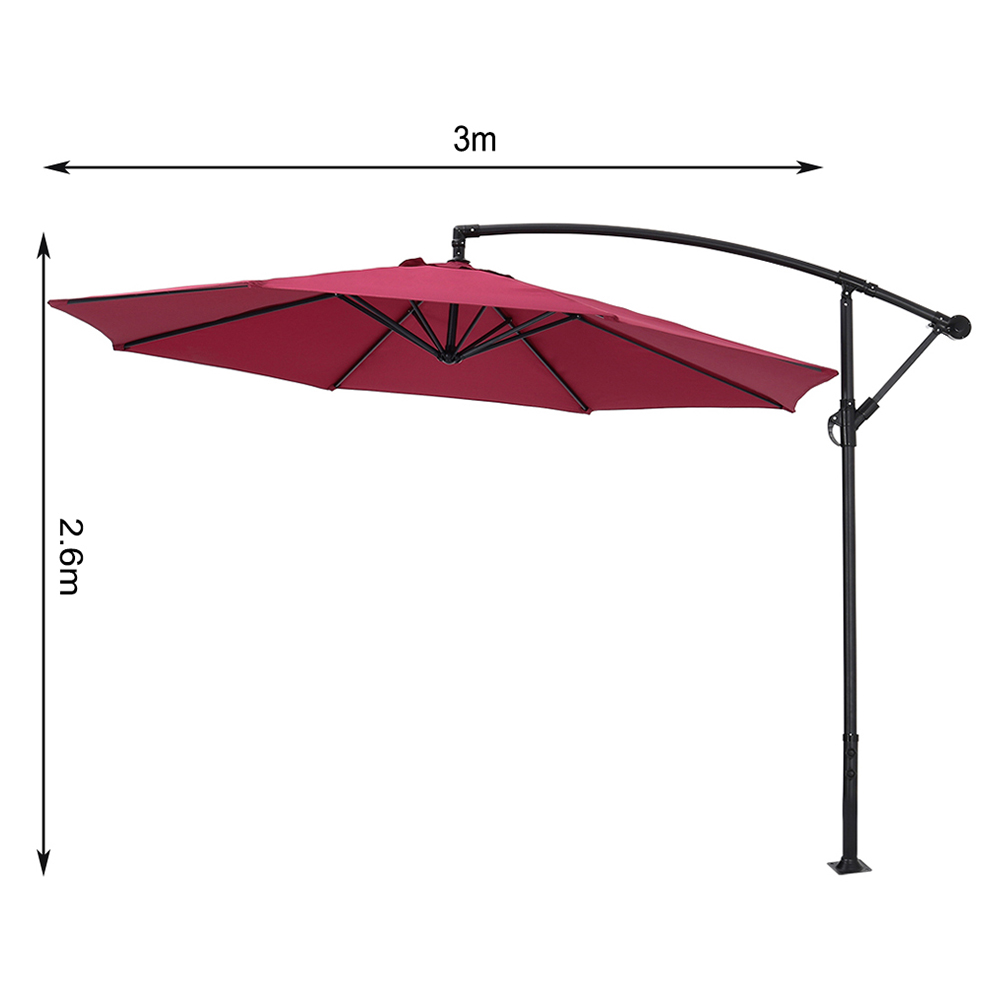 Living and Home Red Garden Cantilever Parasol with Rectangular Base 3m Image 8
