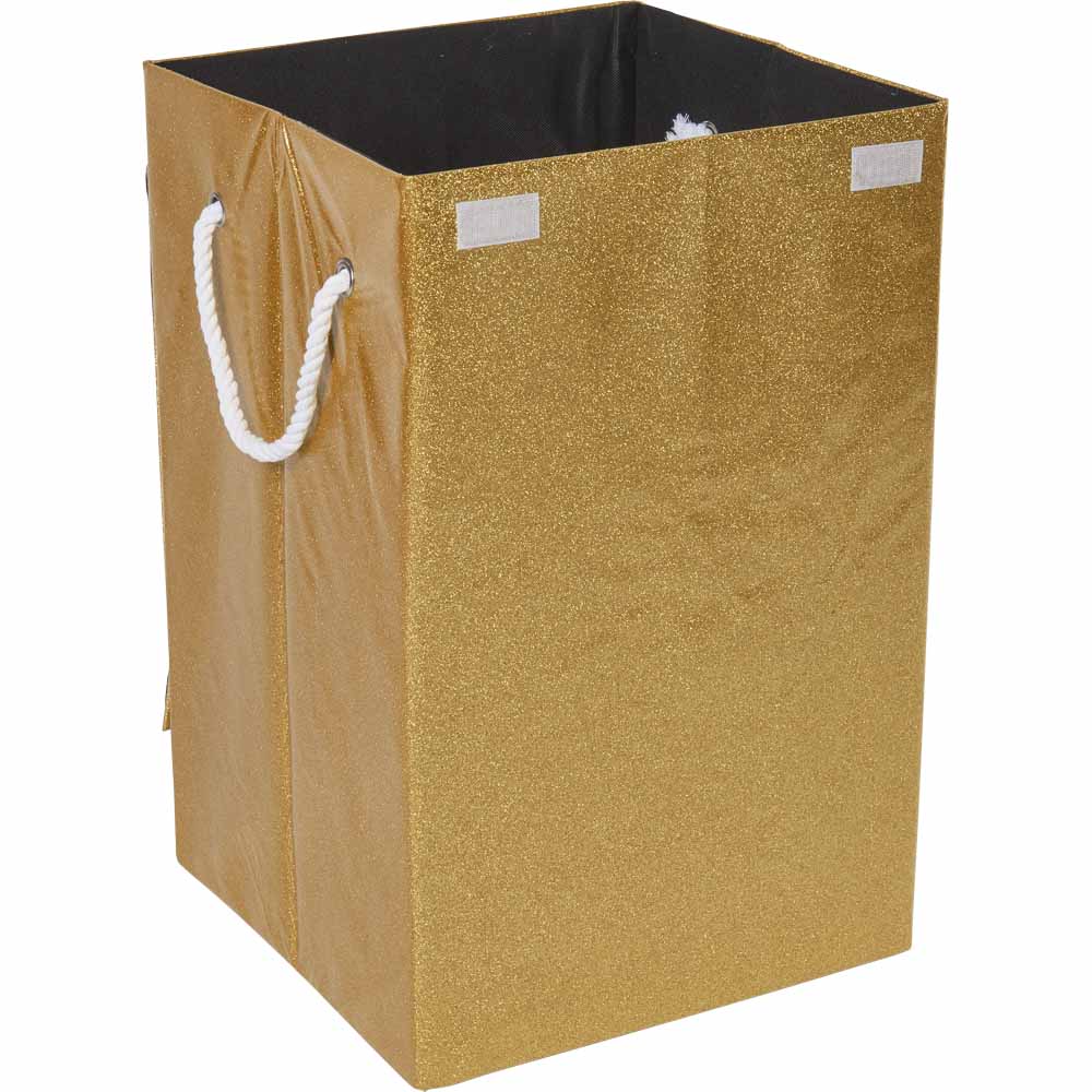 Wilko Gold Glitter Laundry Bin Image 2