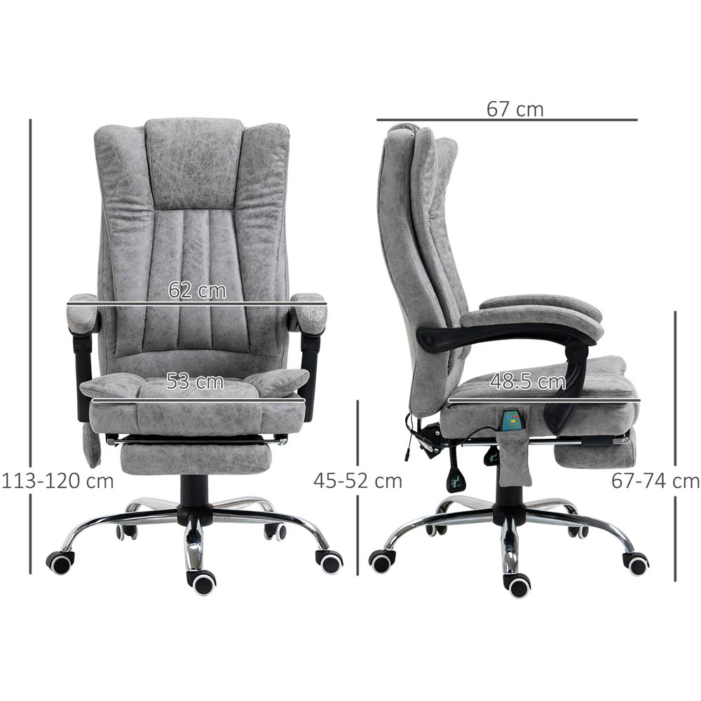 Portland Grey Microfibre Swivel Vibrating Massage Office Chair Image 8