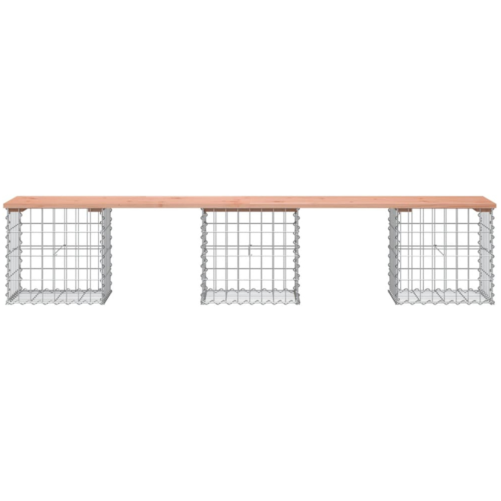 vidaXL Natural Solid Douglas Wood Gabion Design Garden Bench 203 x 44 x 42cm Image 2
