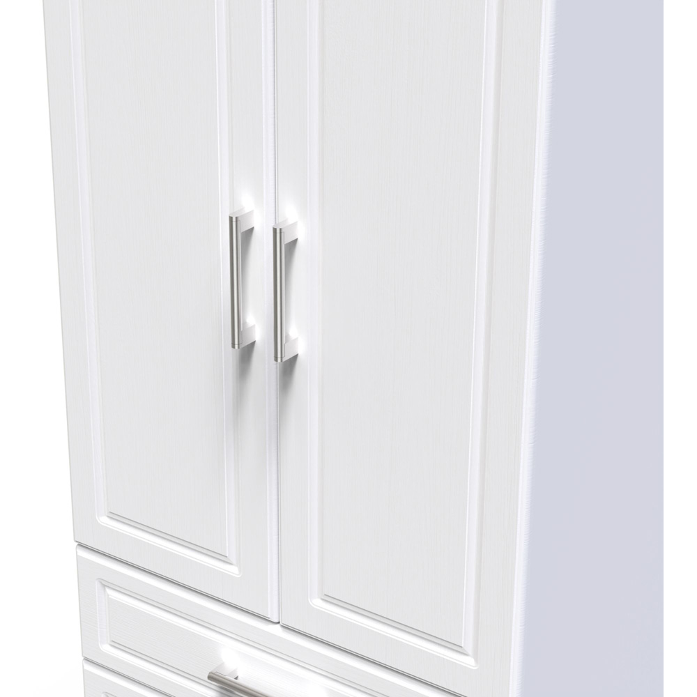 Crowndale Kent Ready Assembled 2 Door 2 Drawer White Ash and Modern Oak Wardrobe Image 5