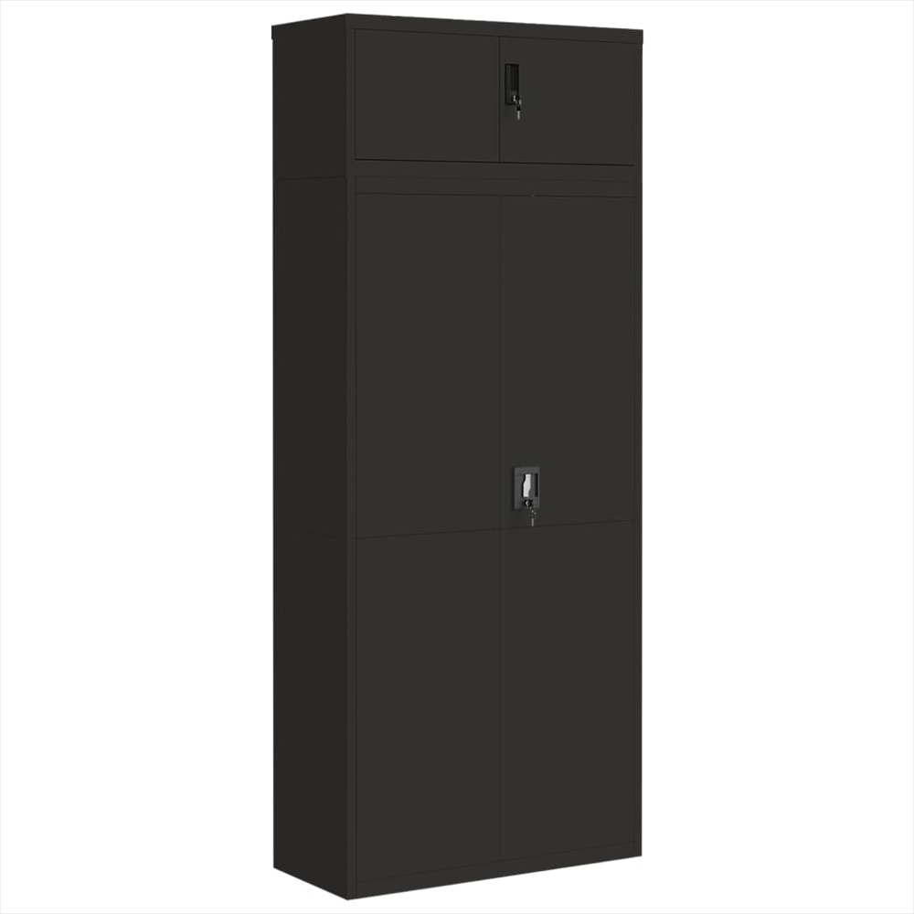 vidaXL 2 Door Black Steel Filing Cabinet Set of 2 Image 2