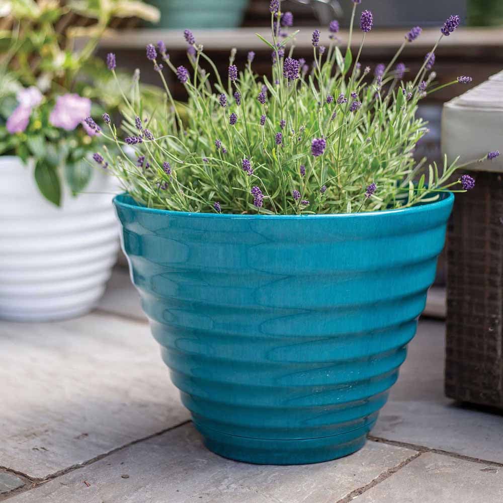 Plant Avenue Vale Teal Planter with In Built Saucer 40cm Image 5