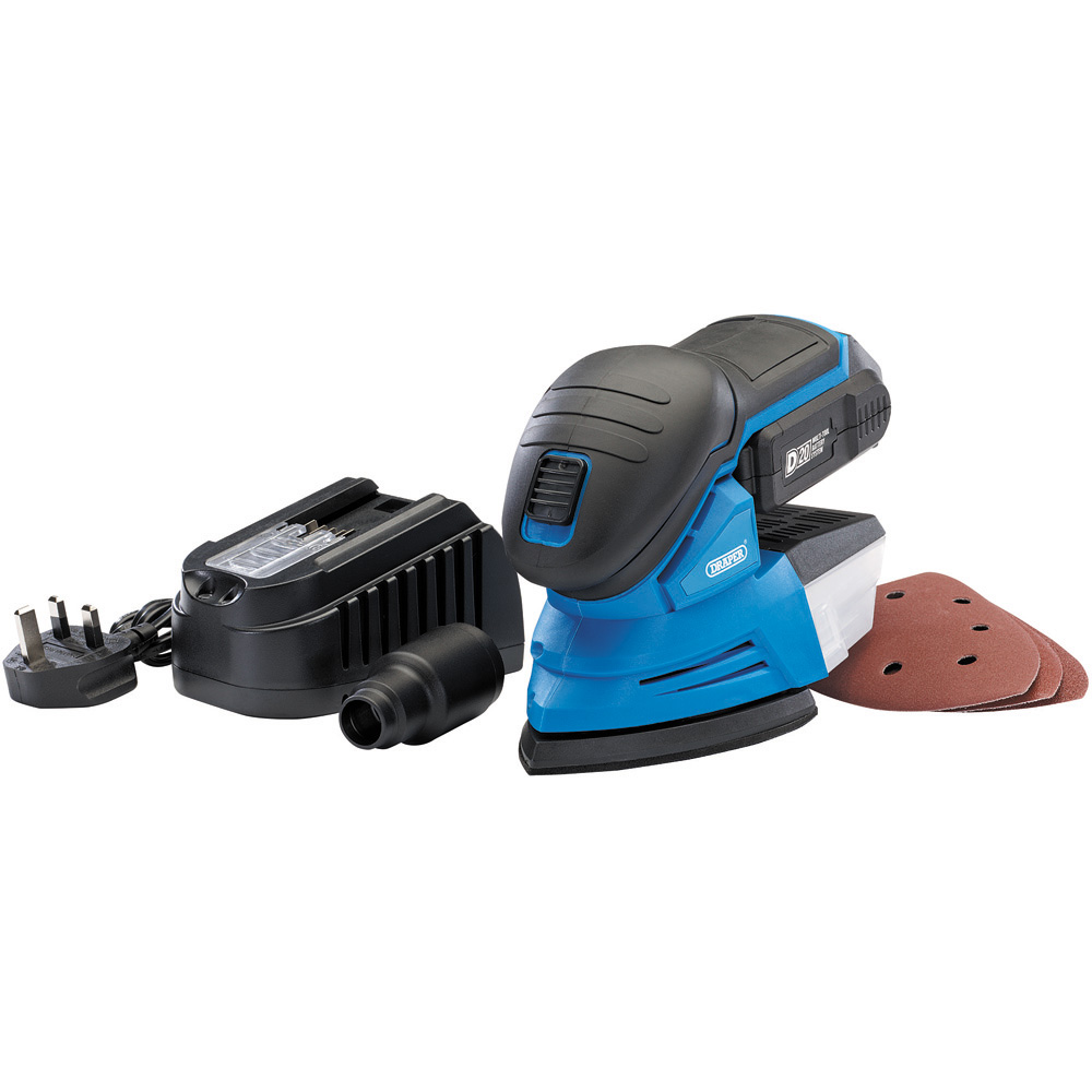 Draper D20 20V Tri-Base Detail Sander with Battery and Charger Image 1