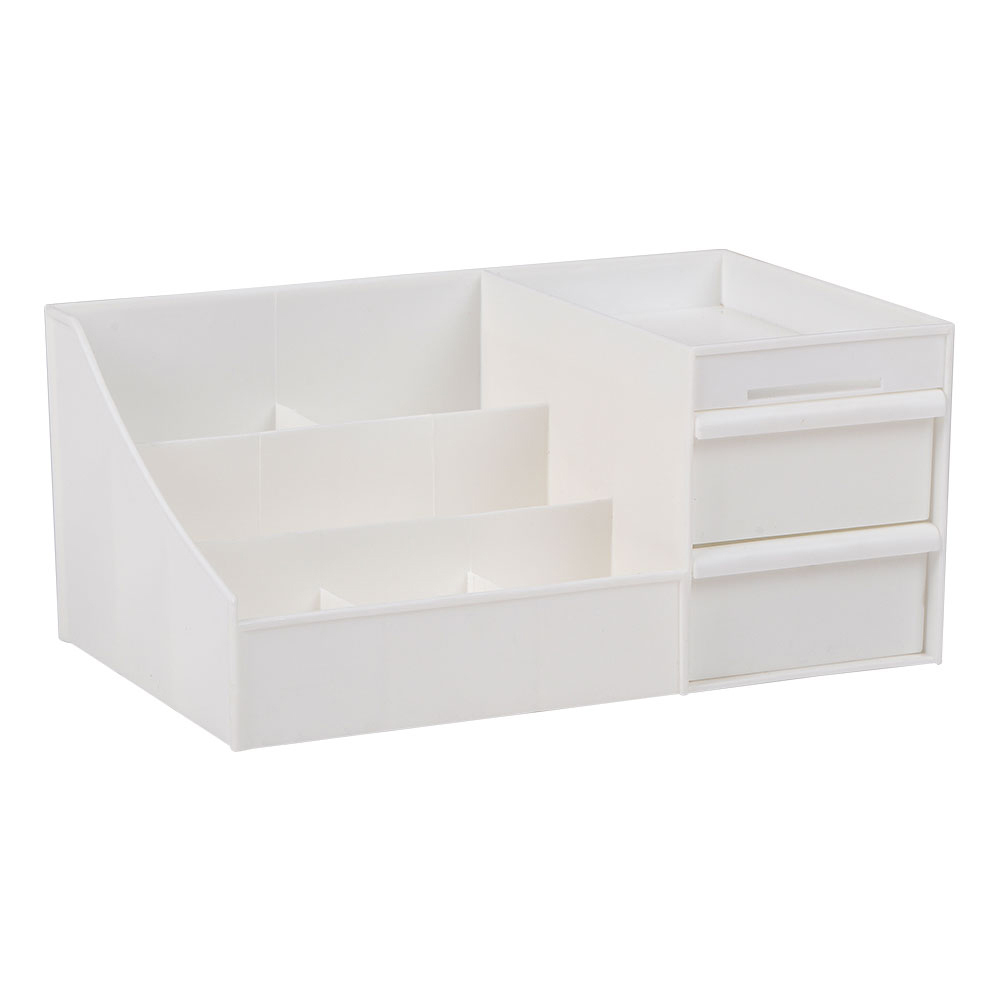 Living and Home Large White Makeup Organiser with 2 Drawers Image 1