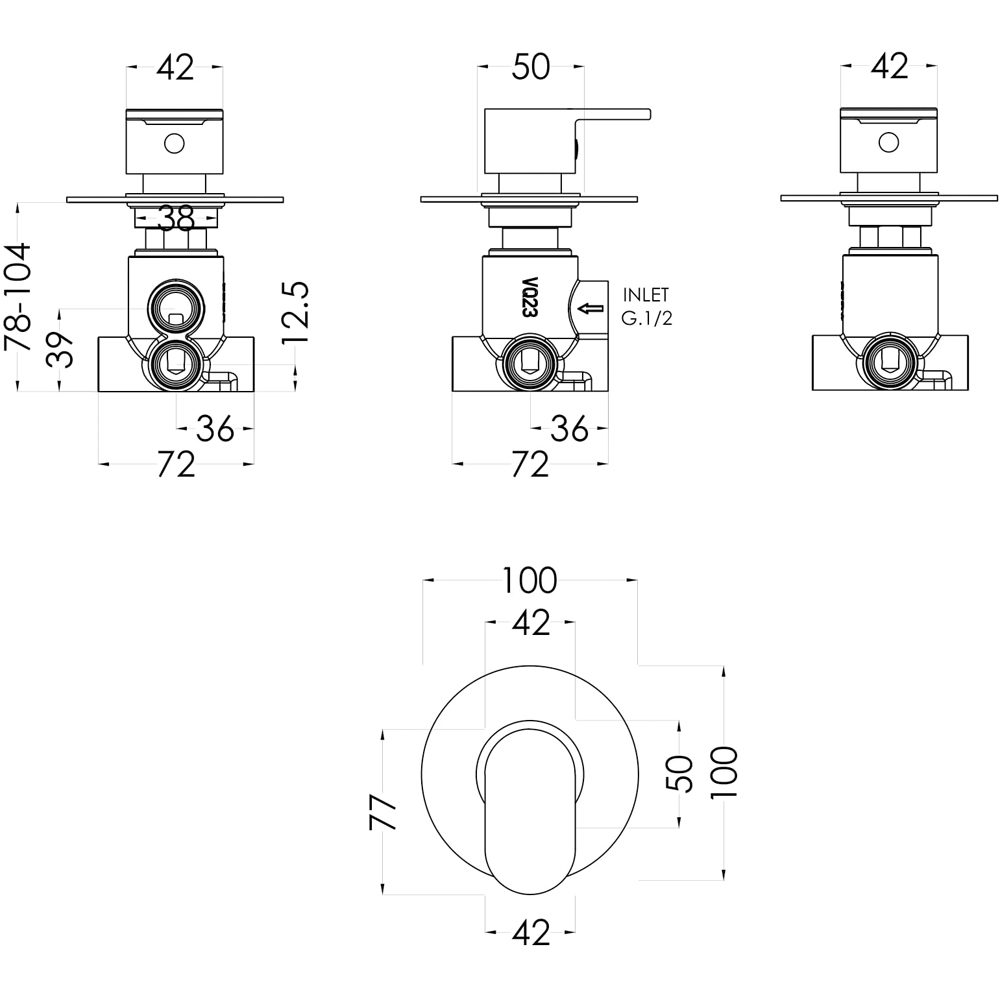 nuie 2-3-4 Way Concealed Diverter Image 2